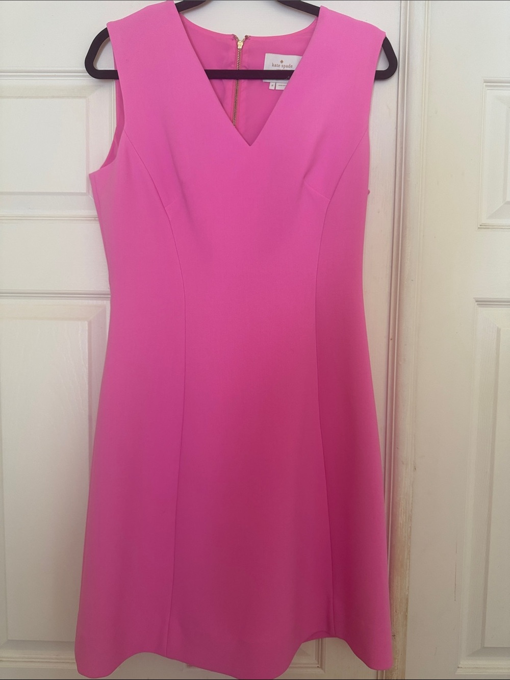 kate spade Hot Pink V-Neck Sleeveless Midi Dress size 8